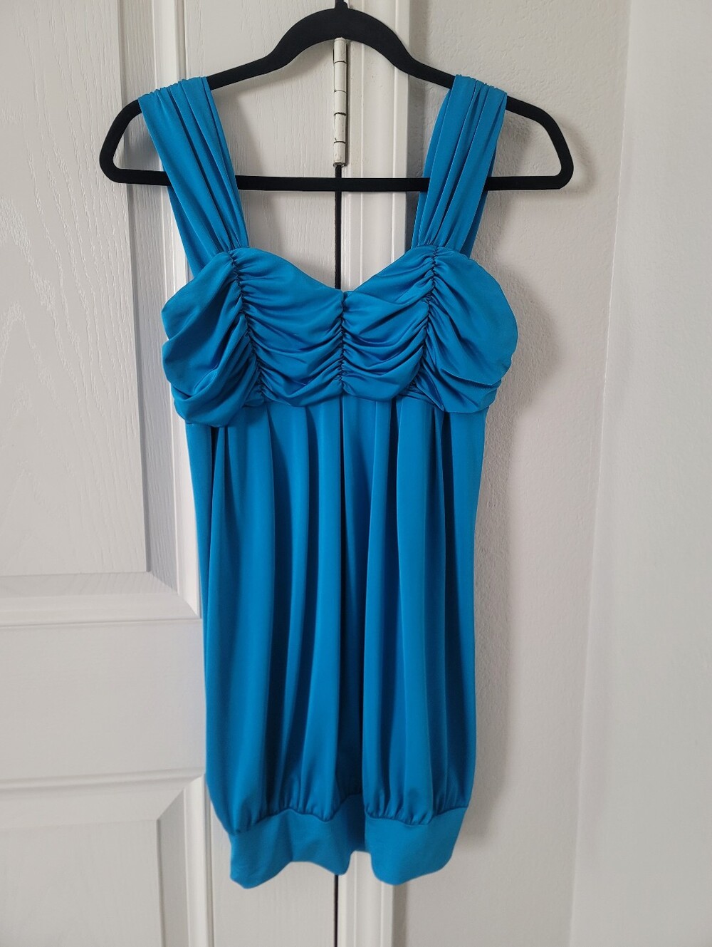 Mystic Ruched Bust Sleeveless Tank Top in Bright Teal